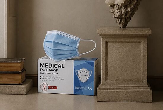 Zilas medicīniskās sejas maskas EM POLAND IIR, 50 gab.