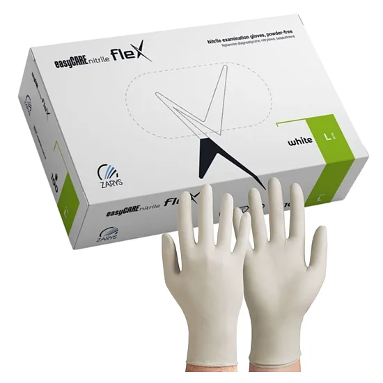 easyCARE fleX - balti nitrila. cimdi